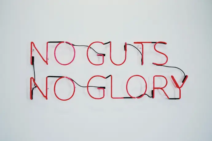 red no guts no glory neon signage